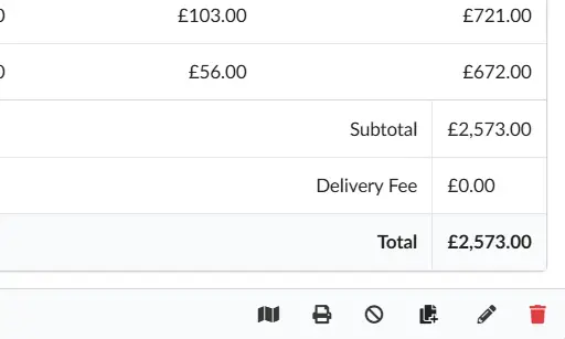 Quick Docket orders screen