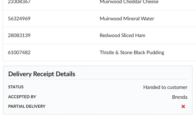 Quick Docket proof of delivery record